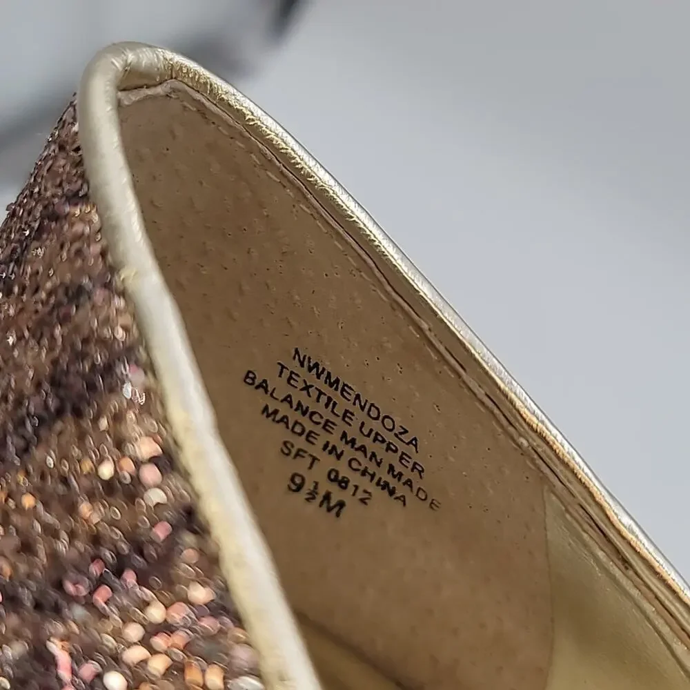 NINE WEST sz9.5 Mendoza Platform Glitter Tiger Stripe Stilettos BLINGGGGG
